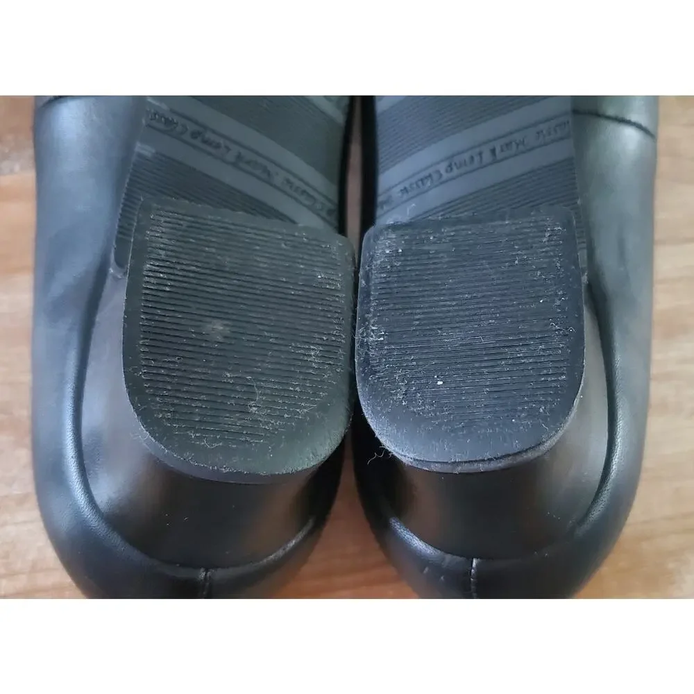 Mark Lemp Classics Womens Black Leather Low Block Heel Pumps Size 9